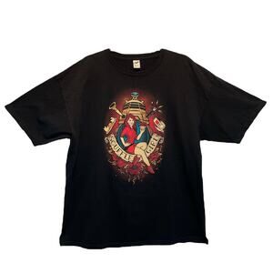 Tee Fury Black with Souffle Girl Pin-up Transfer Short Sleeve T-Shirt XL